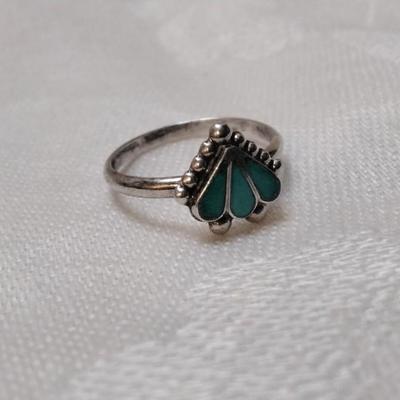Gorgeous Handcrafted Zuni Indian Turquoise Ring Size 5,5