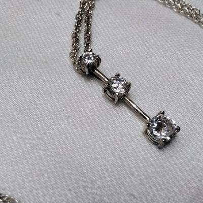 Handcrafted 3 Gem Graduated Goshenite Orfevrerie Wiskemann 18" 925 Necklace