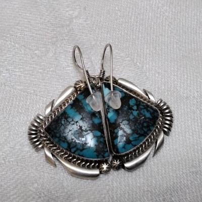 Vintage Navajo Turquoise Nellie Tso Signed Earrings