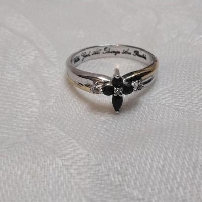 Sapphire and White Sapphire Gold Vermeil/925 Ring Size 7.5 (Bradford Gold Exchange)