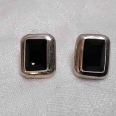 Vintage Onyx 925 Earrings