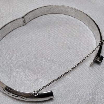 Vintage  925 2'5" Bracelet With Chain Clasp