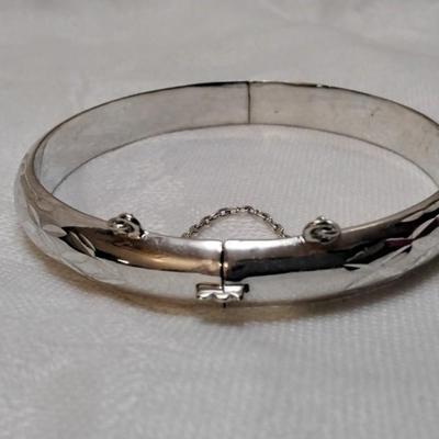 Vintage  925 2'5" Bracelet With Chain Clasp