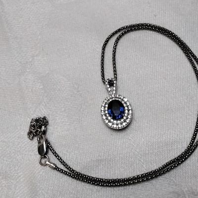 Vintage Sapphire Cz 16" Italian Necklace