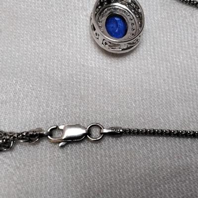 Vintage Sapphire Cz 16" Italian Necklace