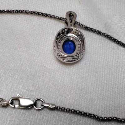 Vintage Sapphire Cz 16" Italian Necklace