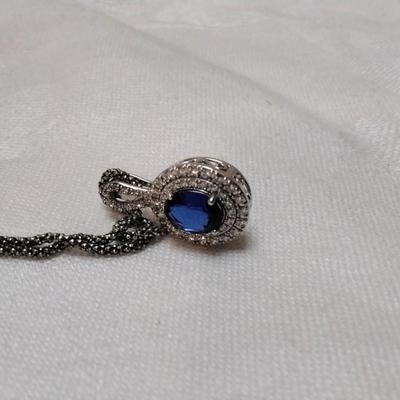 Vintage Sapphire Cz 16" Italian Necklace