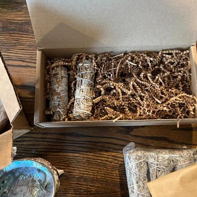 2 Abalone Shell Sage Holders + Many Sage Bundles
