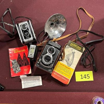 A collection of vintage camera & recorders