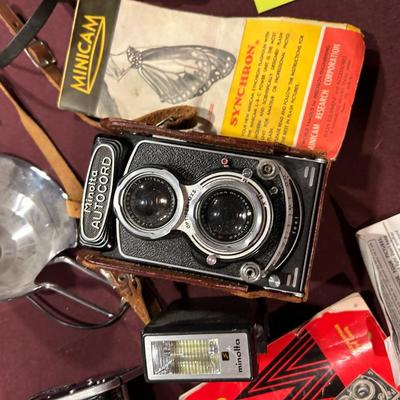 A collection of vintage camera & recorders