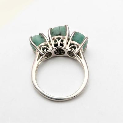 Lot #32  Southwest Style Sterlng Silver/Green Turquoise Ring, Size 7