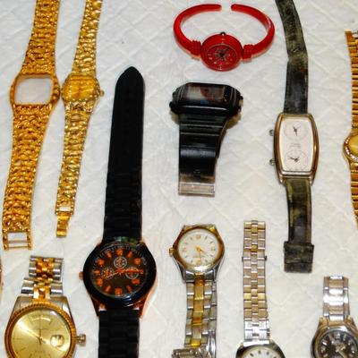 Assorted Non-Working Watch Lot - Fossil, Timex, Geneva, Elgin, and More (52 Pieces) Lot W-65