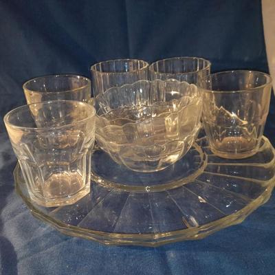 Kitchen Glassware - Cups, platter, and nesting bowls
