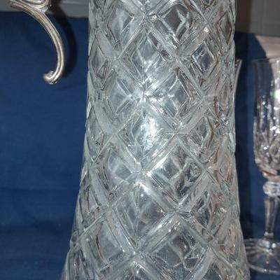 Galway crystal wine glasses - stem glasses with vintage Italy glass pitcher