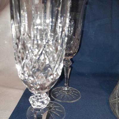 Galway crystal wine glasses - stem glasses with vintage Italy glass pitcher