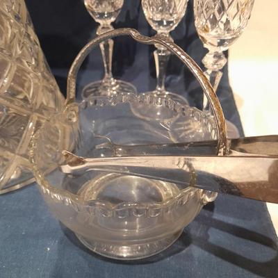 Galway crystal wine glasses - stem glasses with vintage Italy glass pitcher