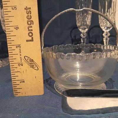 Galway crystal wine glasses - stem glasses with vintage Italy glass pitcher