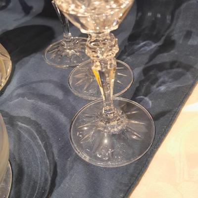 Galway crystal wine glasses - stem glasses with vintage Italy glass pitcher