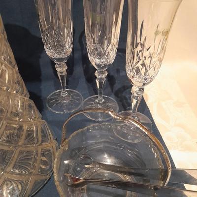 Galway crystal wine glasses - stem glasses with vintage Italy glass pitcher