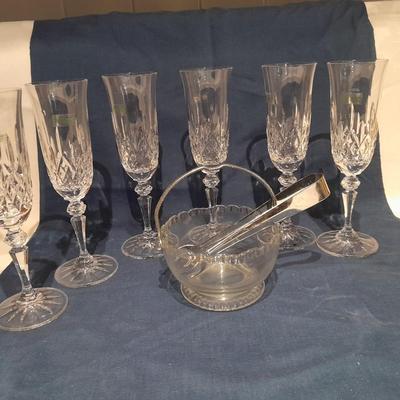 Galway crystal wine glasses - stem glasses with vintage Italy glass pitcher