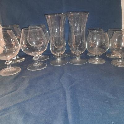 Assortment of stemmed drinking glasses