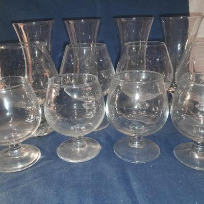 Assortment of stemmed drinking glasses