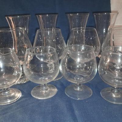 Assortment of stemmed drinking glasses