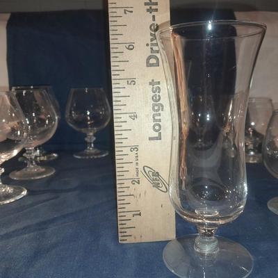 Assortment of stemmed drinking glasses