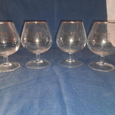 4 vintage MUMM V.S.O.P. Cognac stem glasses
