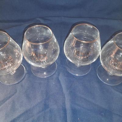 4 vintage MUMM V.S.O.P. Cognac stem glasses