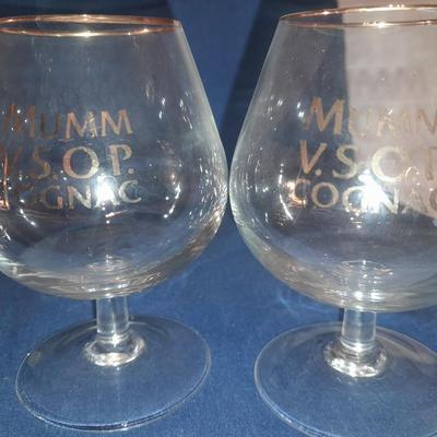 4 vintage MUMM V.S.O.P. Cognac stem glasses