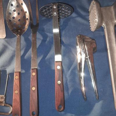 Wooden handled kitchen utensils