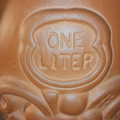 Clay One liter wine cooler with two stemmed glasses