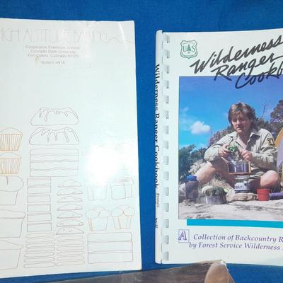 Six cookbooks - Lewis & Clark food journal - Spirit Earth cooking - Santa Fe trail and others