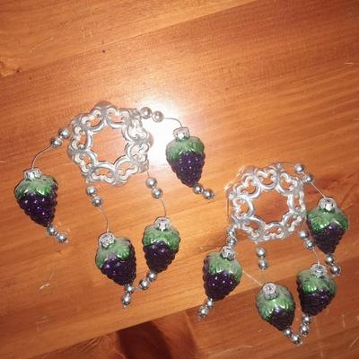Grape themed Kitchen Apron and two sets of hanging grapes
