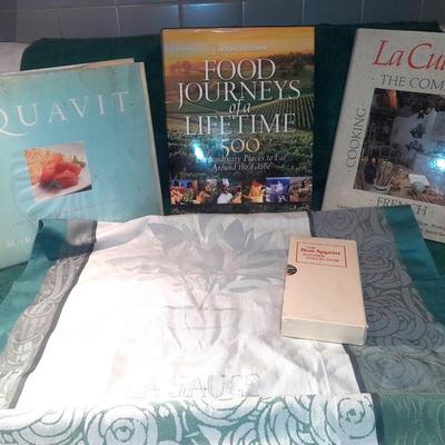 Cookbooks - Aquavit - Food Journeys of a Lifetime - La Cuisine and a La Sauce tablecloth