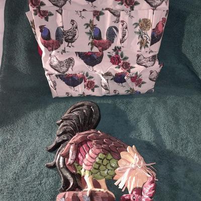 Rooster wall art with chicken themed Apron