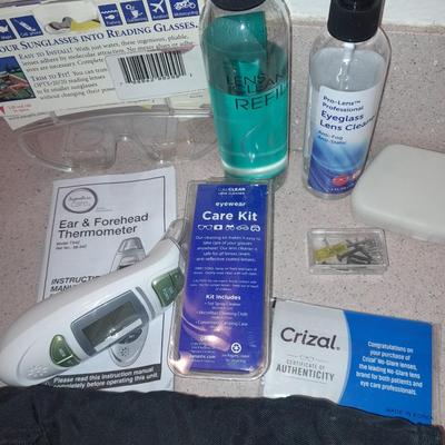 Ear & forehead thermometer and eyeglass care items