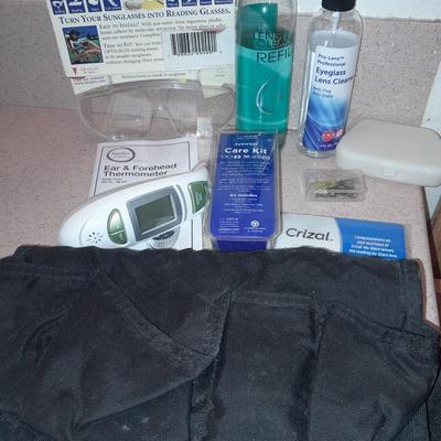 Ear & forehead thermometer and eyeglass care items