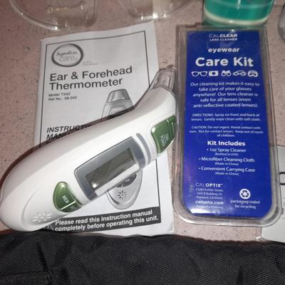 Ear & forehead thermometer and eyeglass care items
