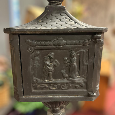 Original Antique Cast Iron Postal Box on Pedestal