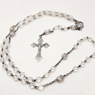 Lot #38  Vintage Sterling Silver/Crystal Rosary