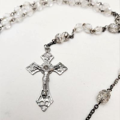 Lot #38  Vintage Sterling Silver/Crystal Rosary