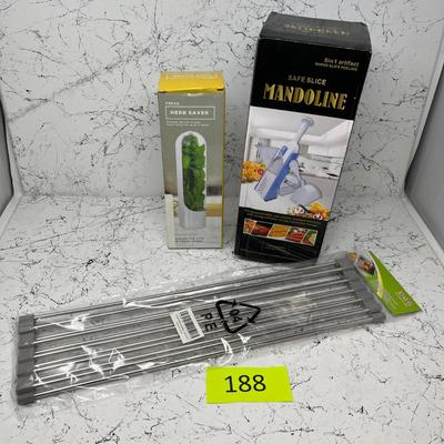 Mandoline slicer, herb saver & sink drain