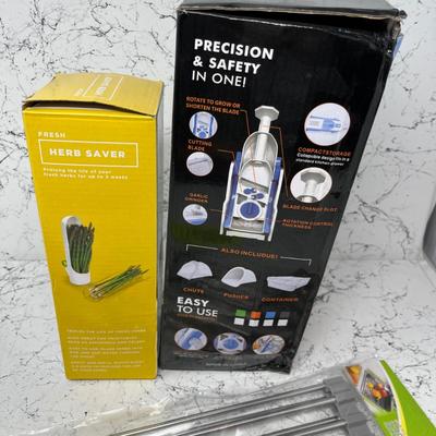 Mandoline slicer, herb saver & sink drain
