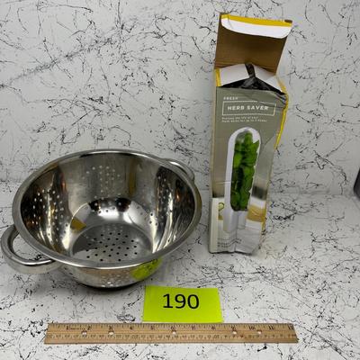 New in box Herb Saver, colander