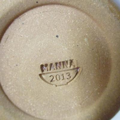Hand Painted Pottery Bowl Marked Manna 2013