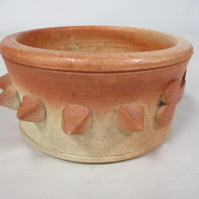 Handmade Pottery Dog Bowl Signed By Artist