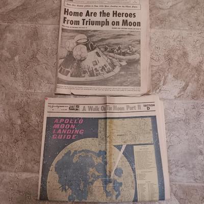1969 Newspapers A Pollo Moon Landing guide Denver Post and Rocky Mountain News Home are the Hero's from Triumph on the moon