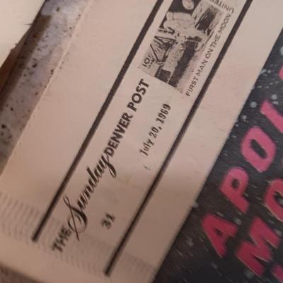 1969 Newspapers A Pollo Moon Landing guide Denver Post and Rocky Mountain News Home are the Hero's from Triumph on the moon